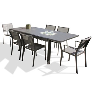 Ensemble repas de jardin 6 places en aluminium