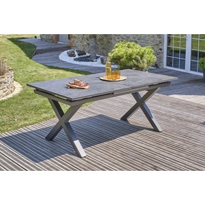 Table de jardin alu plateau céramique sur verre