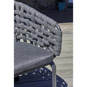 Ensemble repas de jardin 8 pl en alu plateau céramique sur verre