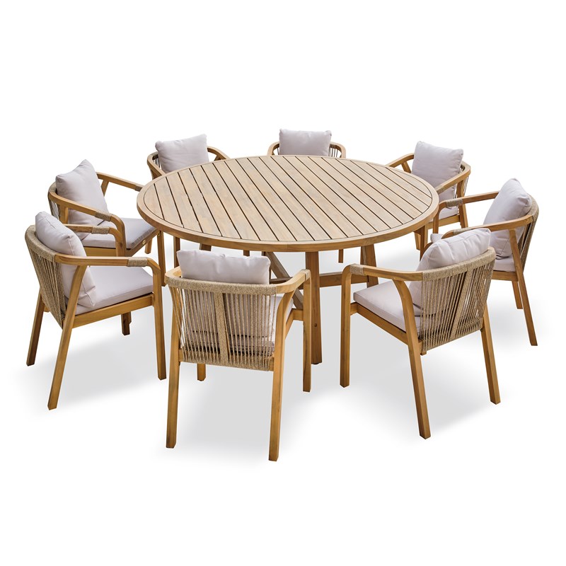 Ensemble repas de jardin 8 places en bois d'acacia