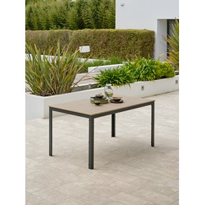 Table de jardin en alu plateau en polywood imitation bois