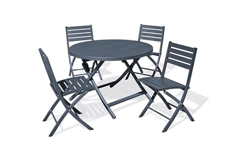 Ensemble repas de jardin 4 places en aluminium