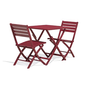 Ensemble repas de jardin 2 places en aluminium rouge carmin
