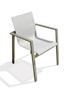 Fauteuil de jardin empilable en alu et toile plastifiéee