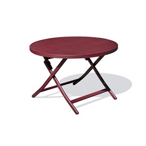 Table de jardin ronde pliante en aluminium rouge carmin