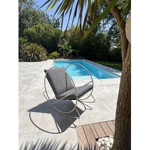 Fauteuil à bascule de jardin en inox et toile plastifiéee