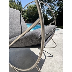 Fauteuil à bascule de jardin en inox et toile plastifiéee