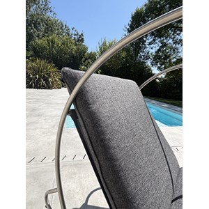 Fauteuil à bascule de jardin en inox et toile plastifiéee