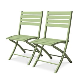 Lot de 2 chaises de jardin en aluminium vert lagune
