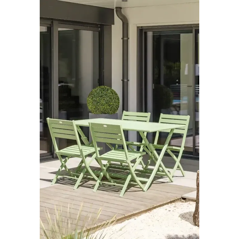 Lot de 2 chaises de jardin en aluminium - vert lagune