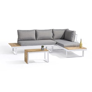 Salon de jardin 4 places en bois d'acacia et aluminium