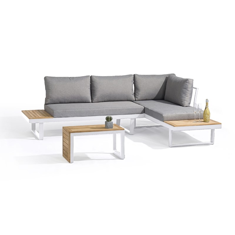 Salon de jardin 4 places en bois d'acacia et aluminium