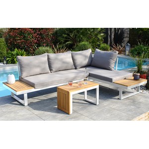 Salon de jardin 4 places en bois d'acacia et aluminium