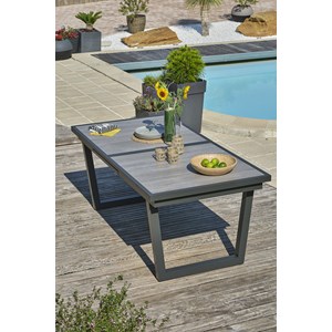 Ensemble repas 8 places en aluminium et plateau céramique