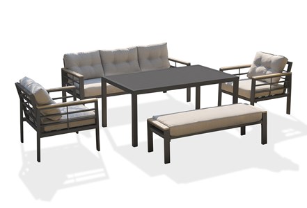 Ensemble repas de jardin 7 places en aluminium