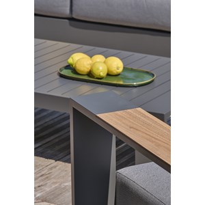 Salon de jardin 5 places en aluminium et accoudoirs en hpl