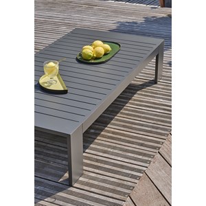 Salon de jardin 5 places en aluminium et accoudoirs en hpl