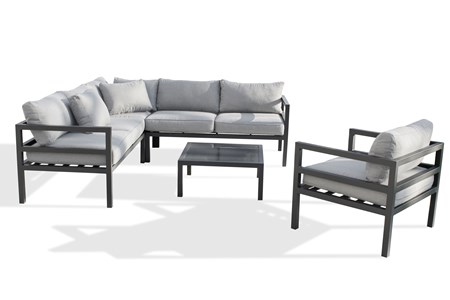 Salon de jardin d'angle 6 places en aluminium