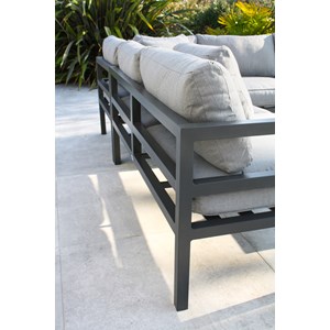 Salon de jardin d'angle 6 places en aluminium