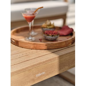 Salon bas de jardin 5 pl en aluminium imitation bois