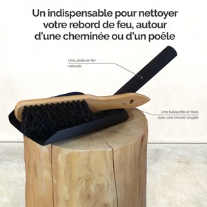 Kit pelle et balayette à cendre - bois