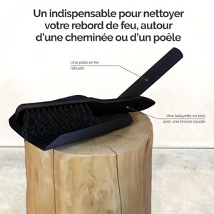 Kit pelle et balayette à cendre - noir