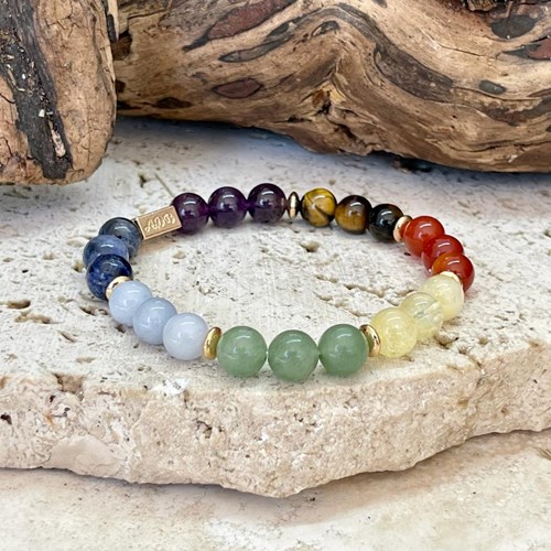 Les énergies positives - Bracelet 7 chakra en pierres