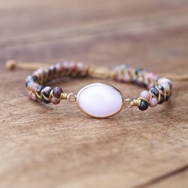Bracelet bohême et force rhodochrosite