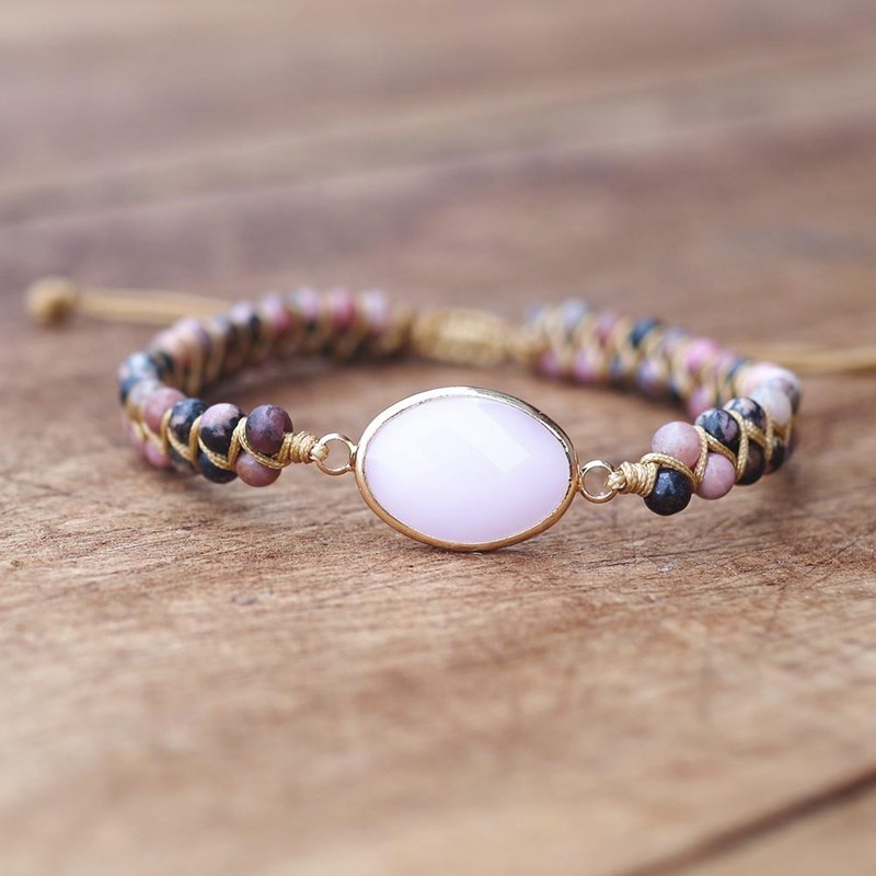 Bracelet bohême et force rhodochrosite