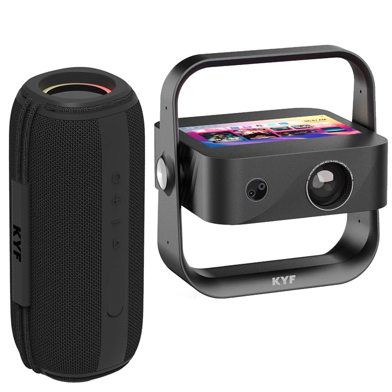 Kyf - Vidéoprojecteur android 4k wifi écran 7' enceinte bluetooth 20w