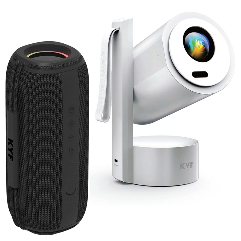 Kyf - Vidéoprojecteur android 4k wifi sur batterie enceinte bluetooth 60w