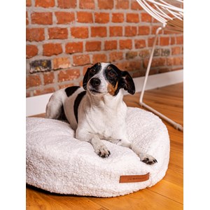 Coussin rond coco teddy beige clair, taille s, adorable Ecru