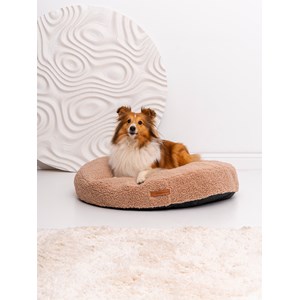 Coussin rond coco teddy beige foncé, taille s, adorable Beige