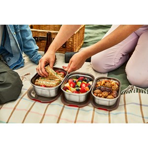Lunch box en inox micro-ondable set de 3 mix (600-900-1200ml)