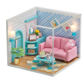 Salon ensoleillé. Maquette 3d réaliste avec beaucoup de détails et lumières led.