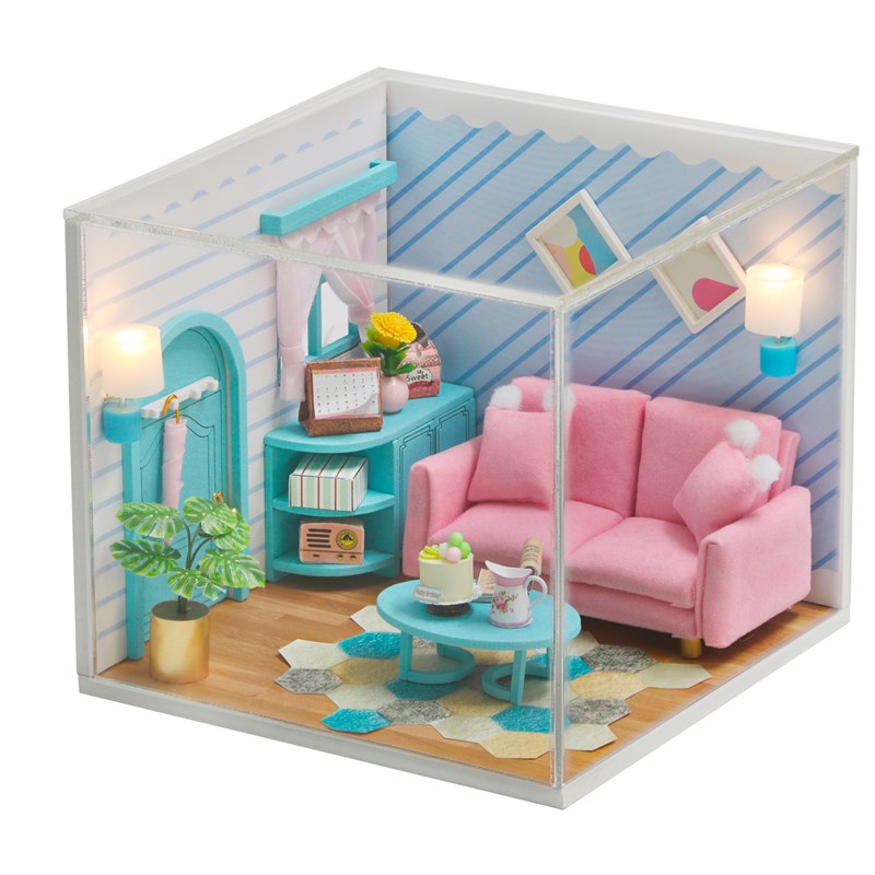 Salon ensoleillé. Maquette 3d réaliste avec beaucoup de détails et lumières led.