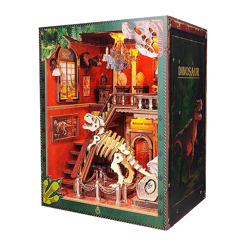 Étude des dinosaures. Livre nook en bois, design 3d réaliste.