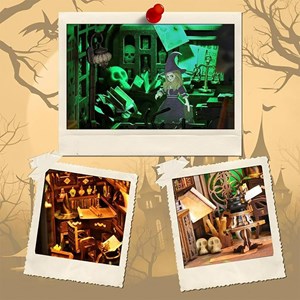 La maison de la maîtresse. Book nook en bois, design 3d réaliste.