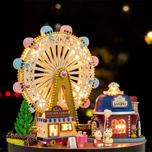 Collection ensemble autour, noria heureuse. Maquette 3d réaliste.