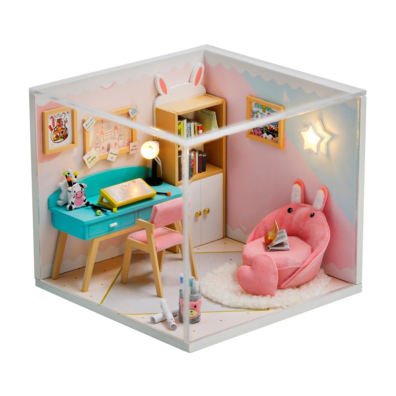 Salle d'étude. Maquette 3d réaliste avec beaucoup de détails et lumières led.