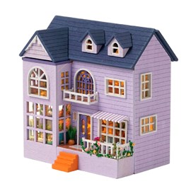 Mansion du bonheur. Maquette 3d avec design de panneau de porte ouverte.