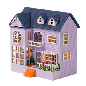 Mansion du bonheur. Maquette 3d avec design de panneau de porte ouverte.