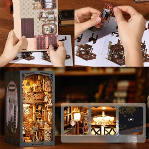 Chambre de développement. Book nook en bois, design 3d réaliste.