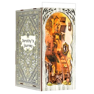 Le voyage de dorothy. Book nook en bois, design 3d réaliste.