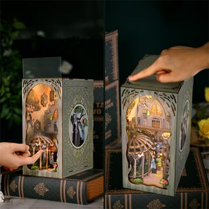 Le voyage de dorothy. Book nook en bois, design 3d réaliste.