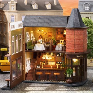 Restaurant garden. Maquette 3d avec design de panneau de porte ouverte.