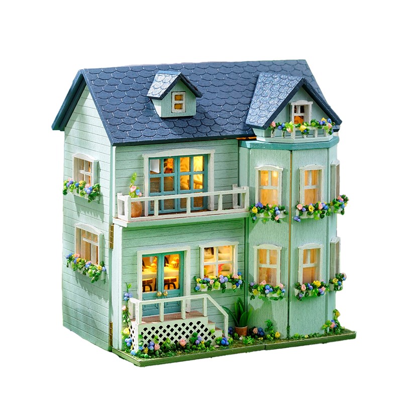 Maison accueillante. Maquette 3d avec design de panneau de porte ouverte.