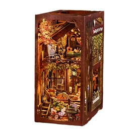 Cabanes crépusculaire. Coin lecture en bois, design 3d réaliste.