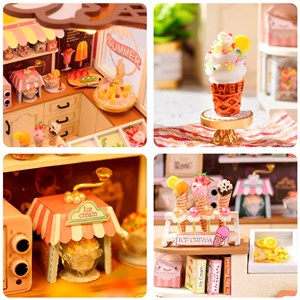 Magasin de glaces heureux. Maquette 3d réaliste avec beaucoup de détails.