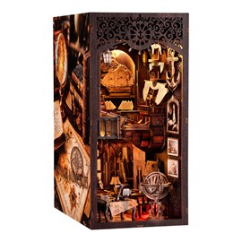 Mémoire de navigation. Book nook en bois, design 3d réaliste.